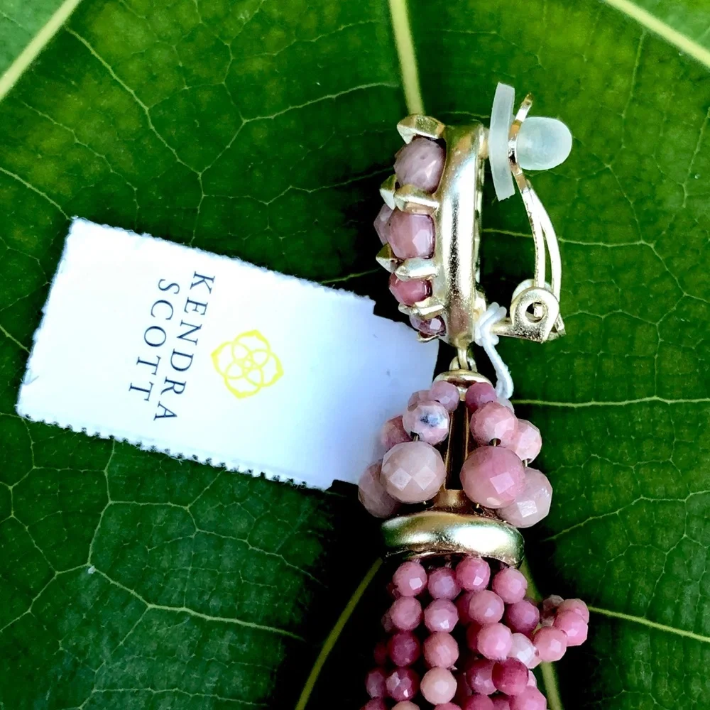 KENDRA SCOTT Cecily Genuine stone CLIP ON earrings PINK
